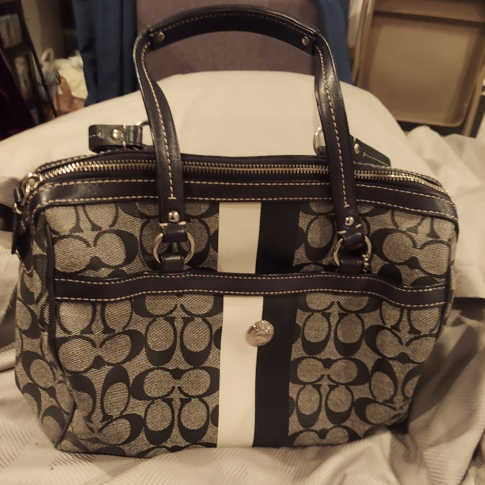 Coach Duffle Handbag gray and black